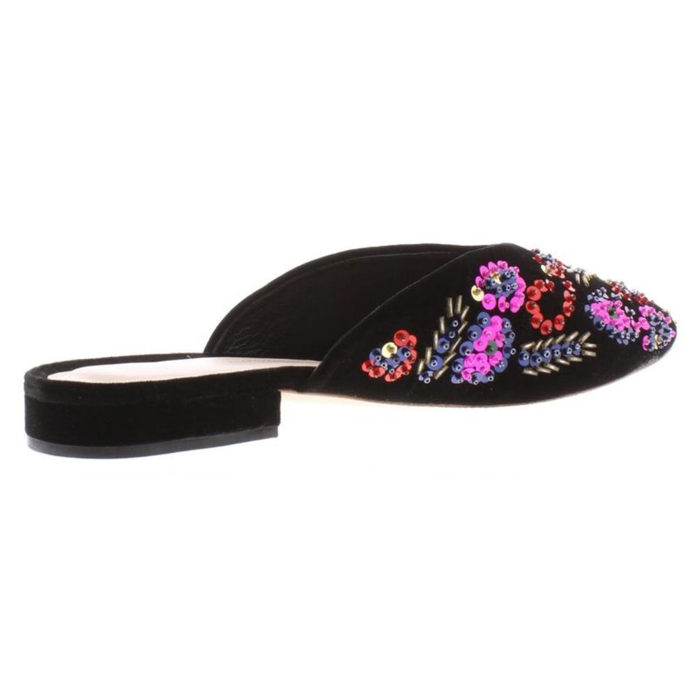 Loeffler Randall Womens Quin Black Velvet Beaded Loafer Mules Flats NWT - Picture 2 of 2
